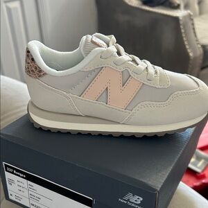 New Balance Kids' Cream and Pink Sneakers